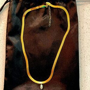 Costume Gold Necklace with faux diamond pendant